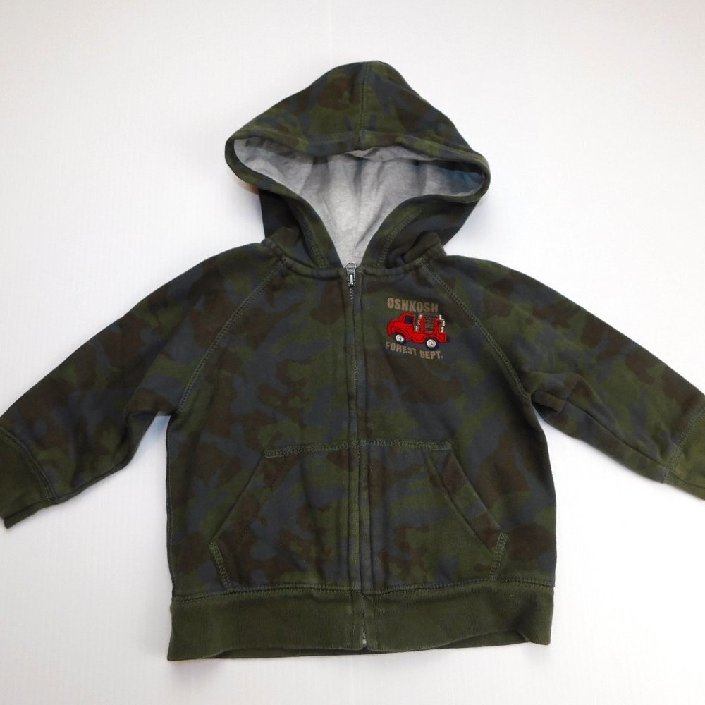 Oshkosh B'Gosh Green Camo Forest Dept Full Zip Hoodie Baby boy 18 Months 18M
